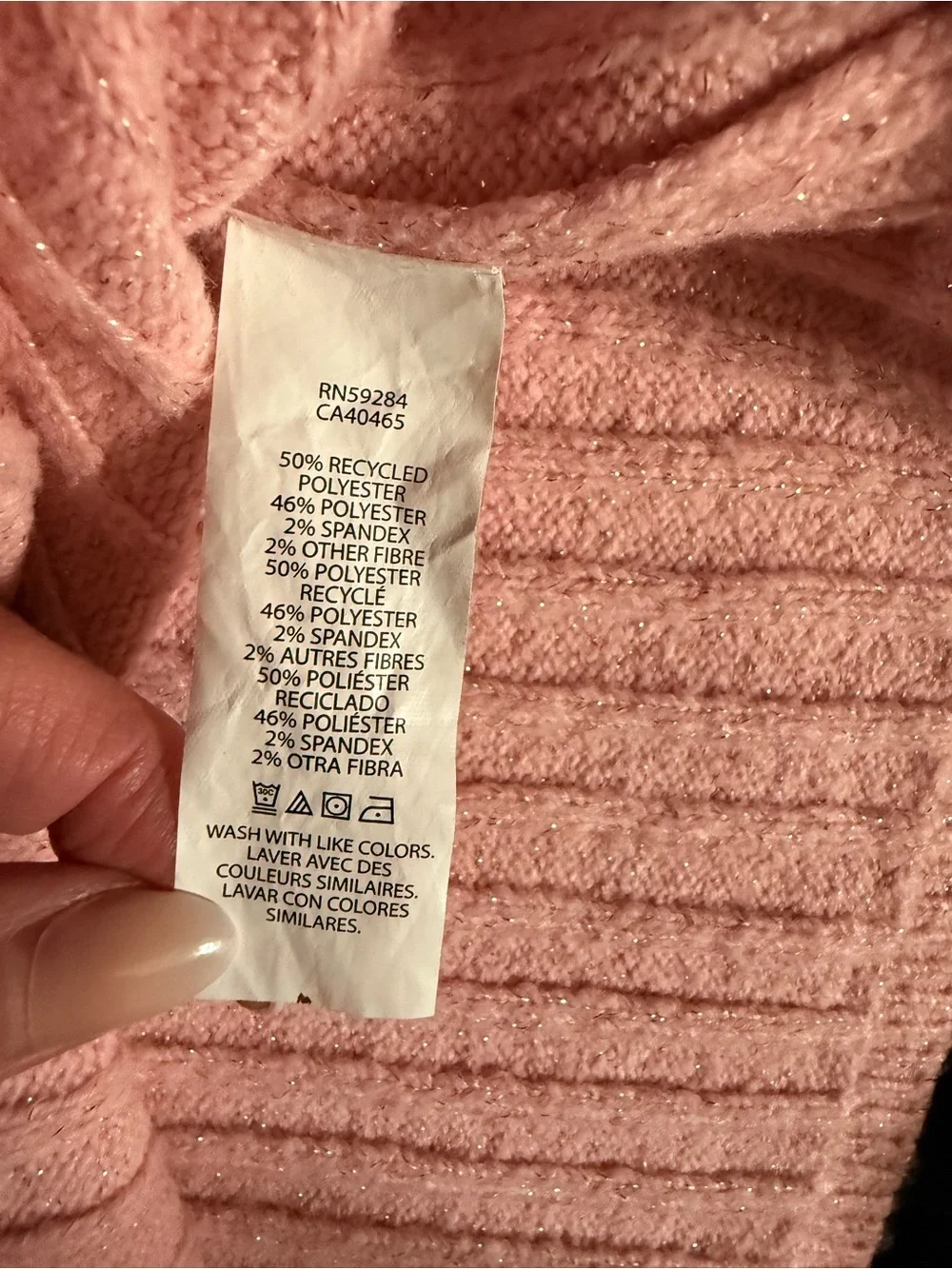The Children's Place Light Pink Ribbed Sweater Dress with Waist Tie